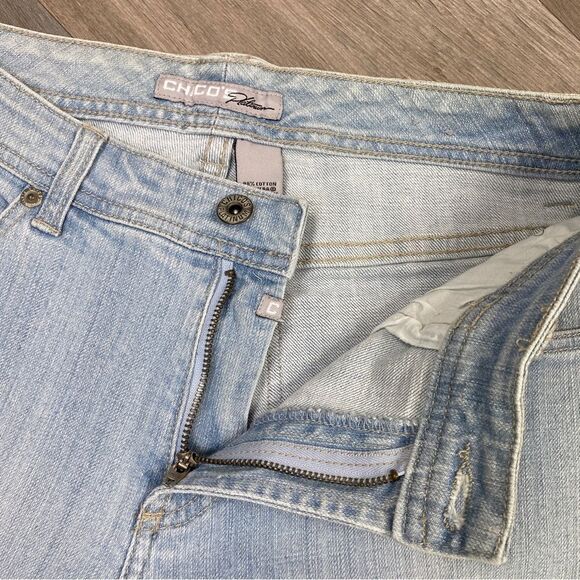 Chico’s Platinum Radiant Crop Rhinestone Pocket Capri Jeans Blue 6 - Picture 6 of 12